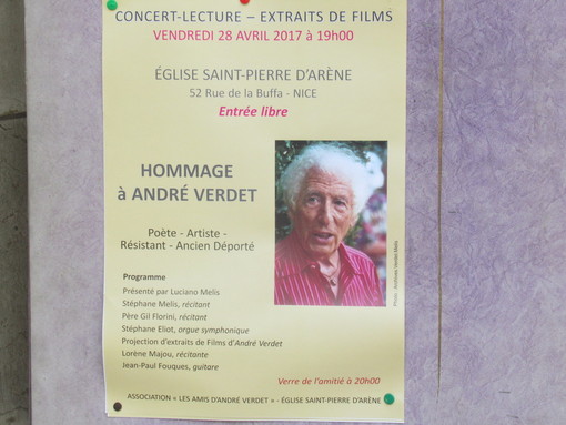 André Verdet al centro di un evento il 28 aprile a Nizza