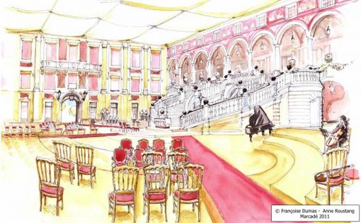 Ecco il disegno della Corte del Palazzo pronta a ricevere 800 invitati