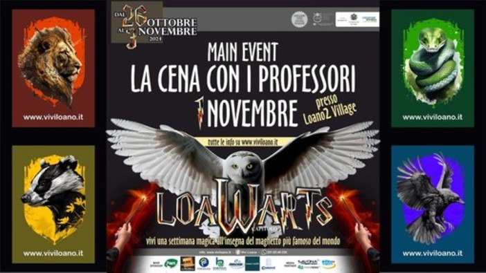 Incantesimi e magie a tavola con la Cena Animata di "LoaWarts": appuntamento venerdì 1 novembre Incantesimi e magie a tavola con la Cena Animata di "LoaWarts": appuntamento venerdì 1 novembre
