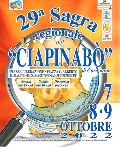 Carignano tutto pronto per la 29° edizione della "Sagra del Ciapinabò" Carignano tutto pronto per la 29° edizione della "Sagra del Ciapinabò"