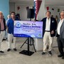 Da sin. a ds: Emiliano Gusmitta presidente Yacht Club Cala del Forte; Riccardo Carboni, presidente Circolo Velico Ventimigliese; Amedeo Solimano, presidente Fondazione Natale Ferrario; Daniel Mineo, assessore al turismo e alle relazioni internazionali del Comune di Mentone
