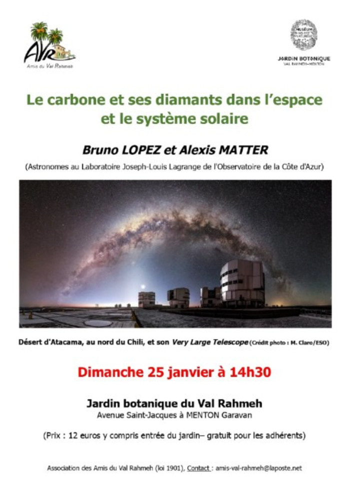 “Le carbone et ses diamants dans l’espace et le système solaire”, in programma alle ore 14.30 presso il suggestivo Jardin Botanique du Val Rahmeh, ©Les amis du Val Rahmeh “Le carbone et ses diamants dans l’espace et le système solaire”, in programma alle ore 14.30 presso il suggestivo Jardin Botanique du Val Rahmeh, ©Les amis du Val Rahmeh