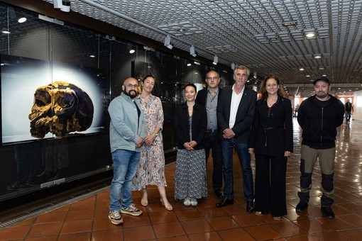 Il team del Musée d’Anthropologie Préhistorique de Monaco con il fotografo Stéphane Gamelin alla Galerie des Pêcheurs. © Direction de la Communication Manuel Vitali Il team del Musée d’Anthropologie Préhistorique de Monaco con il fotografo Stéphane Gamelin alla Galerie des Pêcheurs. © Direction de la Communication Manuel Vitali