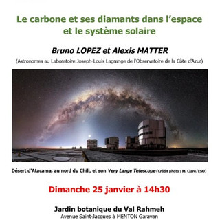 “Le carbone et ses diamants dans l’espace et le système solaire”, in programma alle ore 14.30 presso il suggestivo Jardin Botanique du Val Rahmeh, ©Les amis du Val Rahmeh