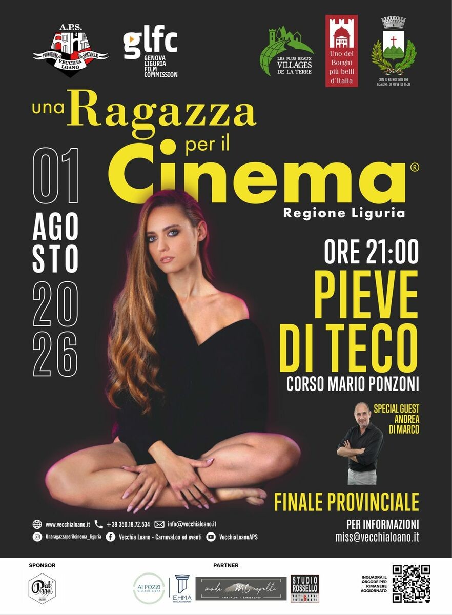 “Una Ragazza per il Cinema 2026” parte da Pieve di Teco: al via la stagione dei talenti in Liguria