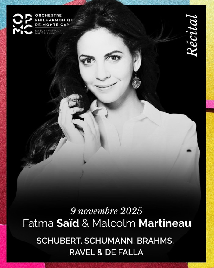 Nella splendida Salle Garnier, un affascinante viaggio musicale insieme al soprano Fatma Saïd e al pianista Malcolm Martineau. Nella splendida Salle Garnier, un affascinante viaggio musicale insieme al soprano Fatma Saïd e al pianista Malcolm Martineau.