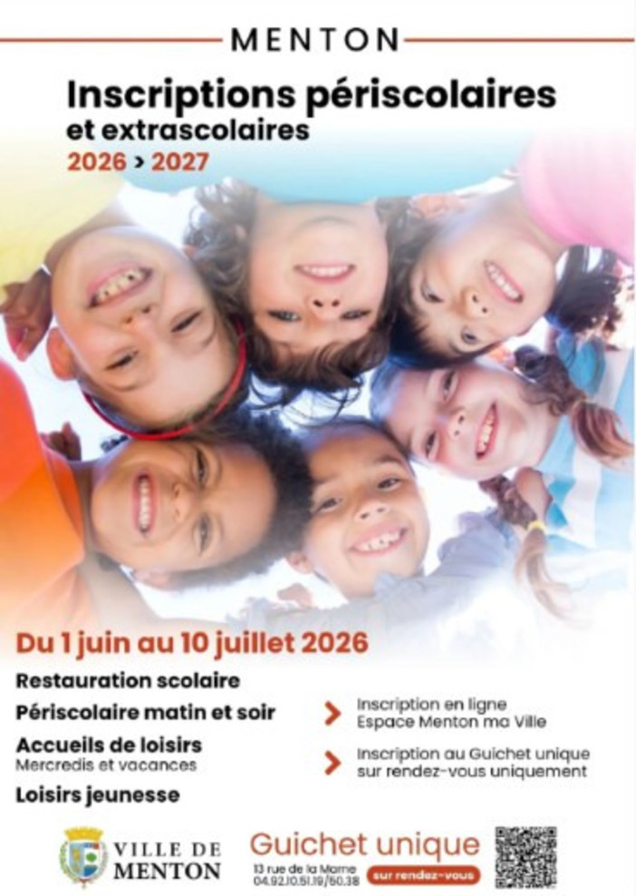Mentone, iscrizioni aperte fino al 10 luglio per mensa scolastica, doposcuola e attività ricreative del 2026-2027 Mentone, iscrizioni aperte fino al 10 luglio per mensa scolastica, doposcuola e attività ricreative del 2026-2027