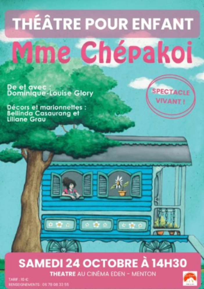 Mentone, al Cinema Eden lo spettacolo per bambini “Madame Chépakoi e la teiera magica” Mentone, al Cinema Eden lo spettacolo per bambini “Madame Chépakoi e la teiera magica”