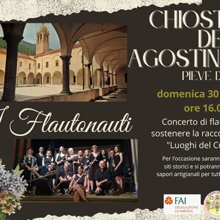 Pieve di Teco: al  Chiostro degli Agostiniani concerto di flauti per sostenere la  raccolta firma Fai “I luoghi cuore”
