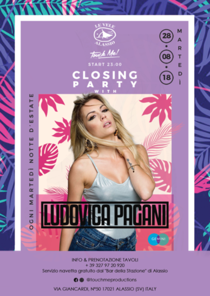 Ludovica Pagani ospite alla discoteca Le Vele di Alassio Ludovica Pagani ospite alla discoteca Le Vele di Alassio