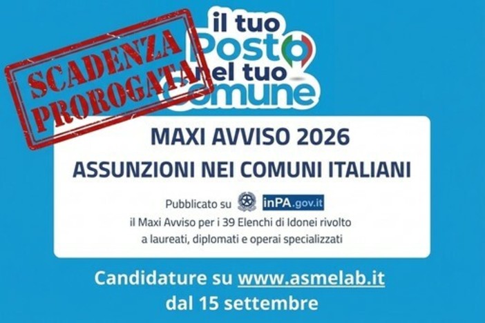 Maxi avviso ASMEL 2026, boom di candidature: prorogata la scadenza al 15 ottobre
