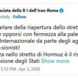 Iran, Teheran: "Riapertura Hormuz? Italia chieda stop aggressione Usa-Israele" Iran, Teheran: "Riapertura Hormuz? Italia chieda stop aggressione Usa-Israele"