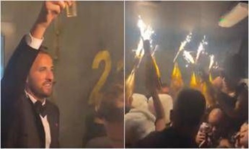 Harry Kane festeggia il Pallone d’Oro, ma le bottiglie con le scintille fanno discutere: sui social torna l’ombra di Crans-Montana
